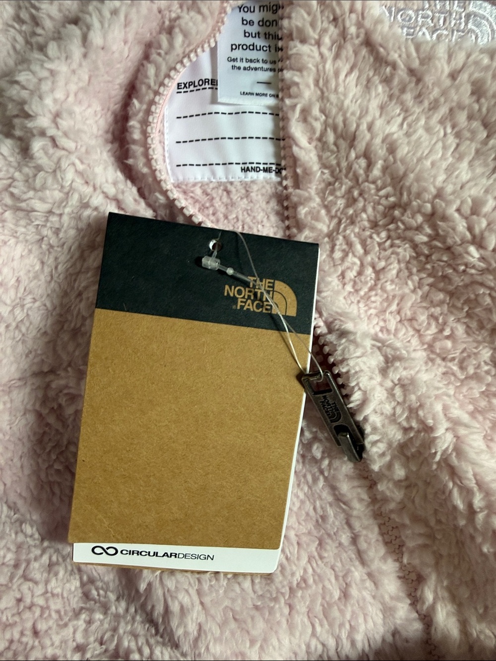 The North Face Light Pink Sherpa Baby One-Piece with Hooded Ears - Picture 11 of 14